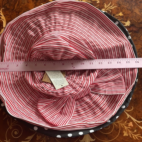 Lot of two SUN HATS reversible & adjustable striped polka dot wired DELUX floppy - Picture 8 of 8